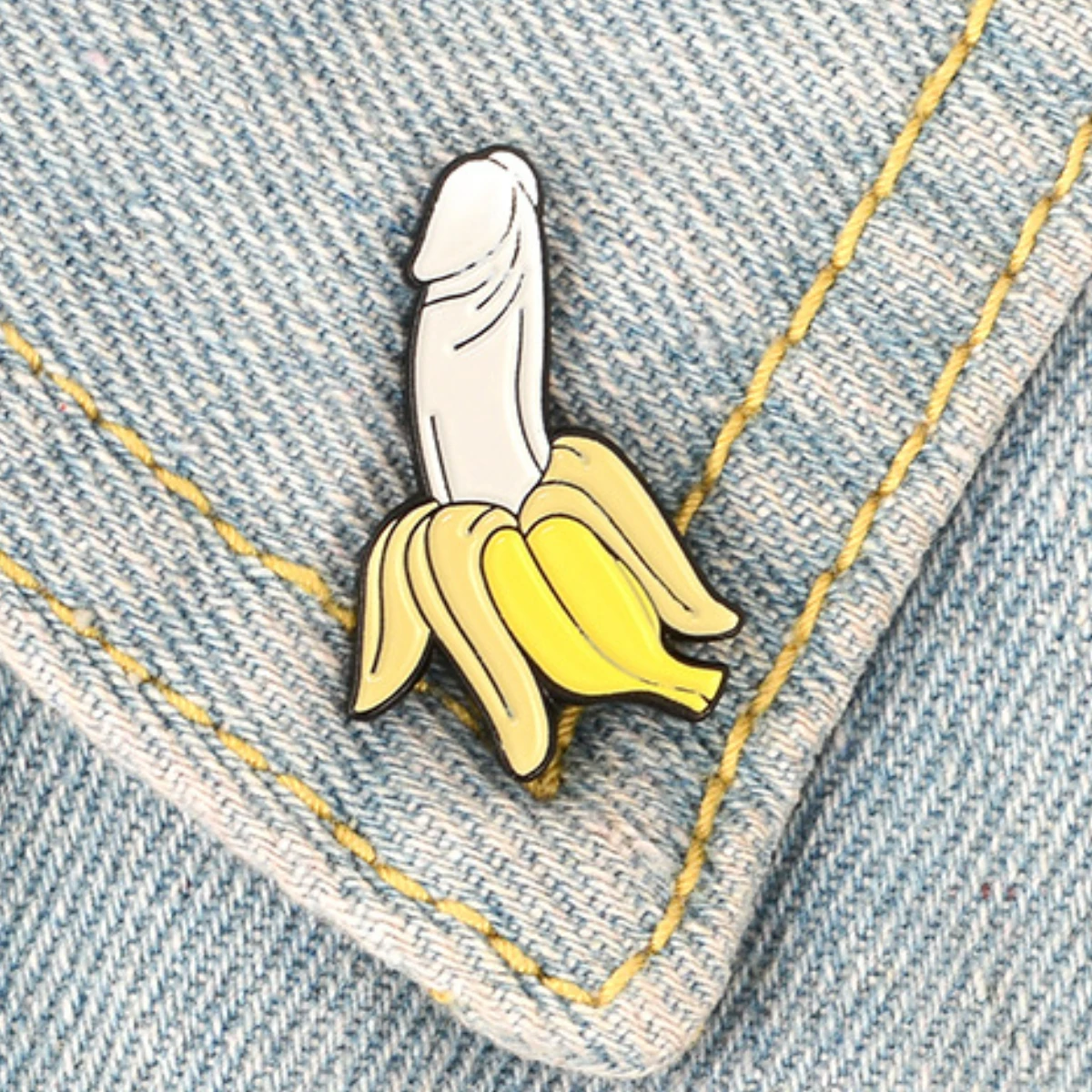 Funny Banana Shape Brooch - Unique Cartoon Alloy Pin for Clothes and Collars