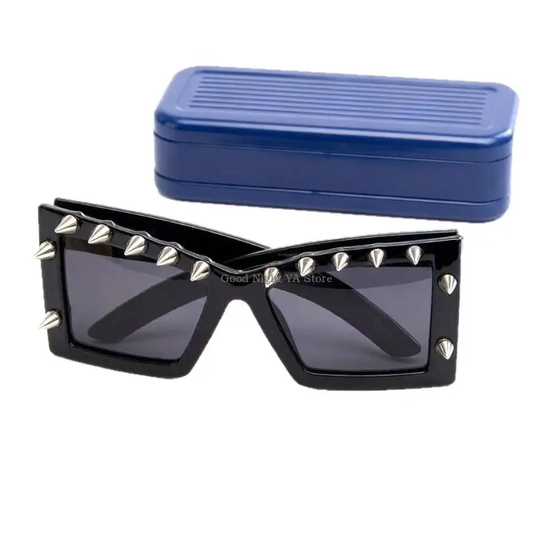 Stylish Unisex Sunglasses Large Frame Rivet Studded Glasses For Theme Parties