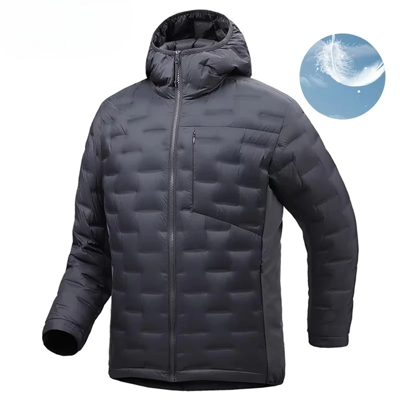 Winter Men White Duck Down Jacket Coat Men Waterproof Windproof Warm Hood Jacket Male Multi Pocket Ultralight Windbreaker Jacket