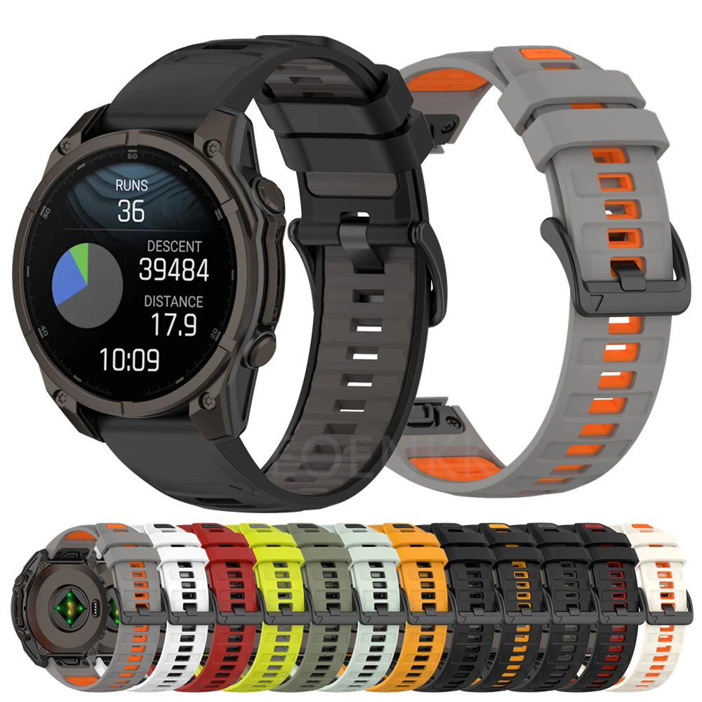 1:1 실리콘 스트랩 퀵핏 팔찌, Fenix8 시계 밴드, Garmin Fenix 8 43mm 47mm 51mm E 7S 7 7X 6S 6 6X Pro 5S 5 5X Enduro3 2