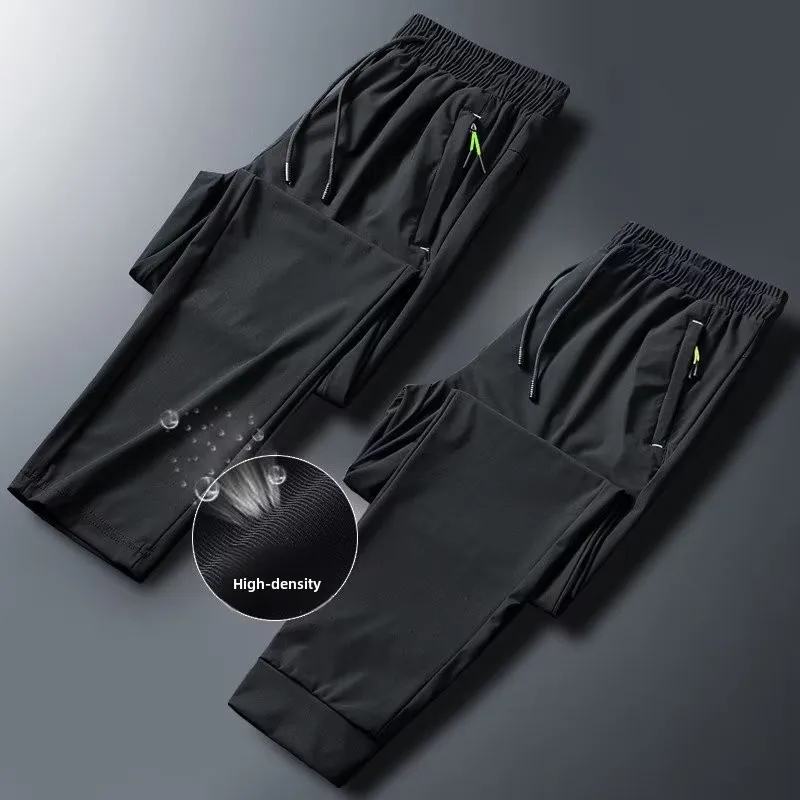 Ice Silk Summer Casual Pants Women's Quick Dry Mesh Cuffed Straight Leg Sports Long Trousers Loose Versatile Comfortable
