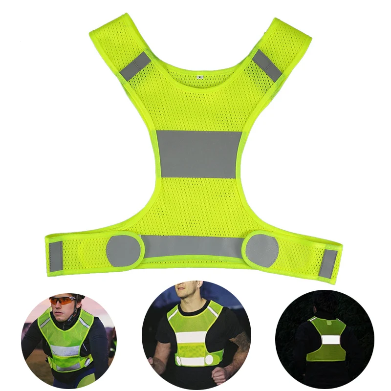 Chaleco reflectante de seguridad, cinta luminosa de autodefensa para bicicleta, tela fluorescente protectora para correr de noche