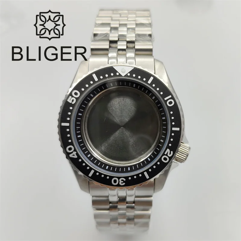 Imagem -02 - Bliger-assista Crown Ver Case Chapter Ring Rodar Bisel Sapphire Glass Fit Nh34 Nh35 Nh36 Movimento Automático 41 mm 3.8