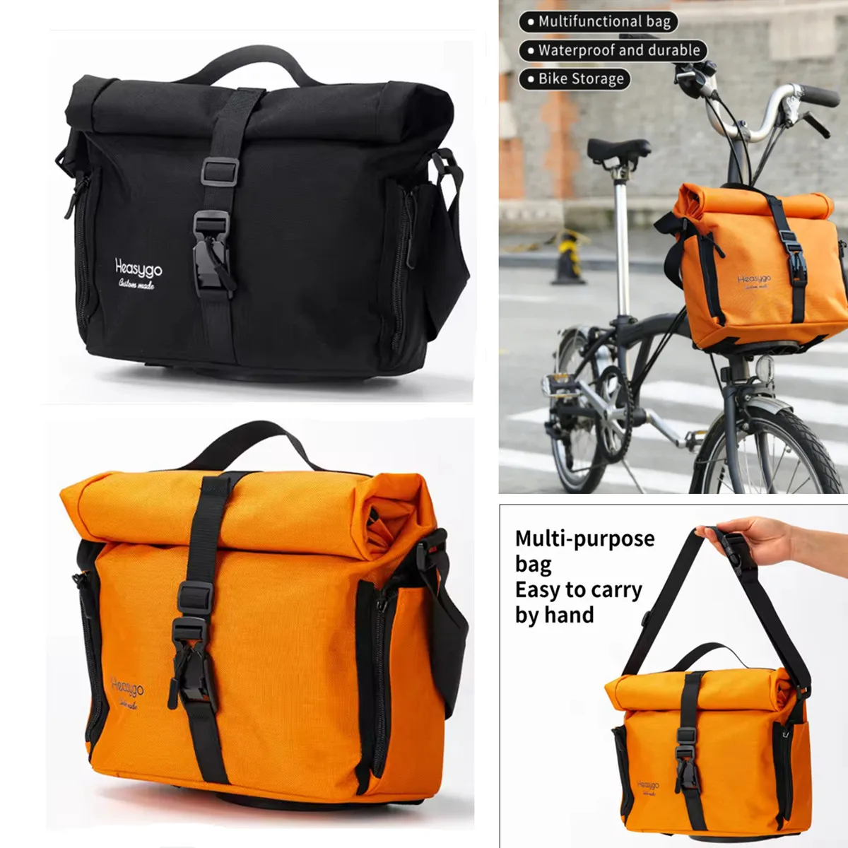Waterproof Bicycle Bag Fit For Brompton Dahon Folding Bikes With Pig Nose Multifunctional Bike Front Bag Handbag Crossbody Bag