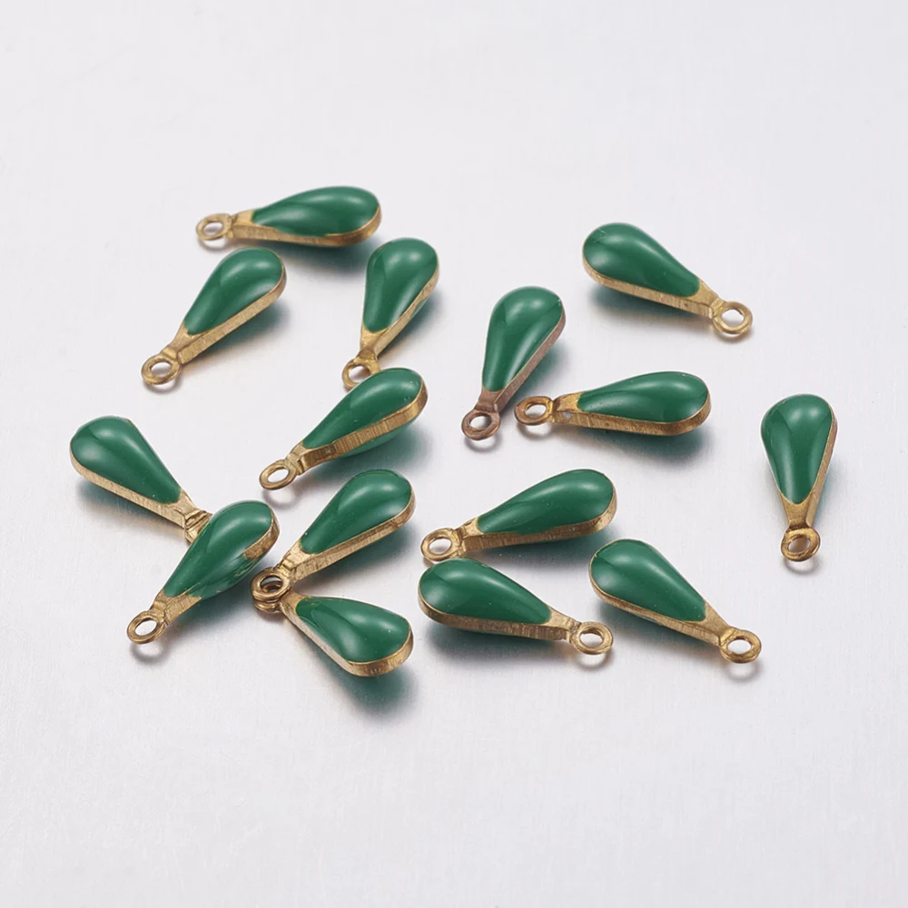 20Pcs Teardrop Charms Golden Plated Brass Enamel Sequins Jewelry Findings for Women Jewelry DIY Necklace Bracelet Earring Making