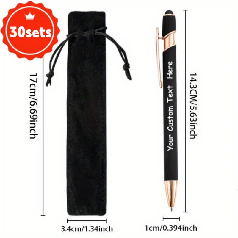 30Sets Customizable Ballpoint Pens with Rubber Soft Touch Personalized Advertising Promotional Gifts Hotel Conference Supplies