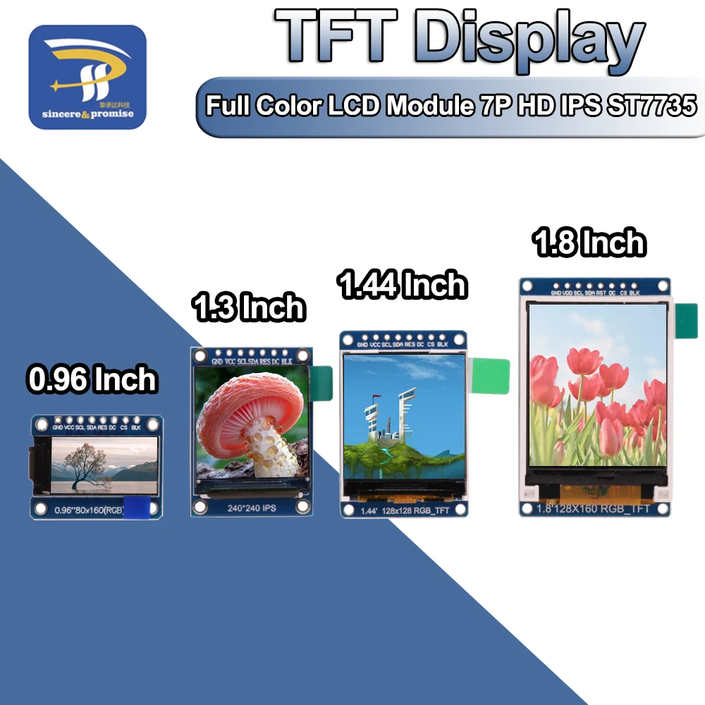 

TFT Display 0.96 1.3 1.44 1.8 inch IPS 7P SPI HD 65K Full Color LCD Module ST7735 / ST7789 80*160 240*240 (Not OLED) For Arduino