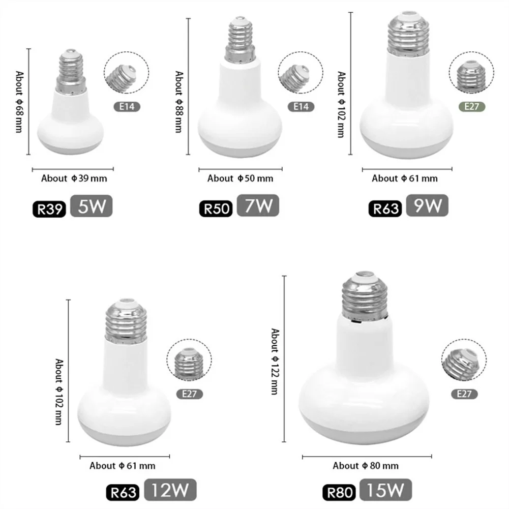 6 sztuk R39 R50 R63 R80 R80 żarówka Led bez migotania AC85-220V lampa LED Lampada E27 E14 Bombillas lampa do oświetlenia domu