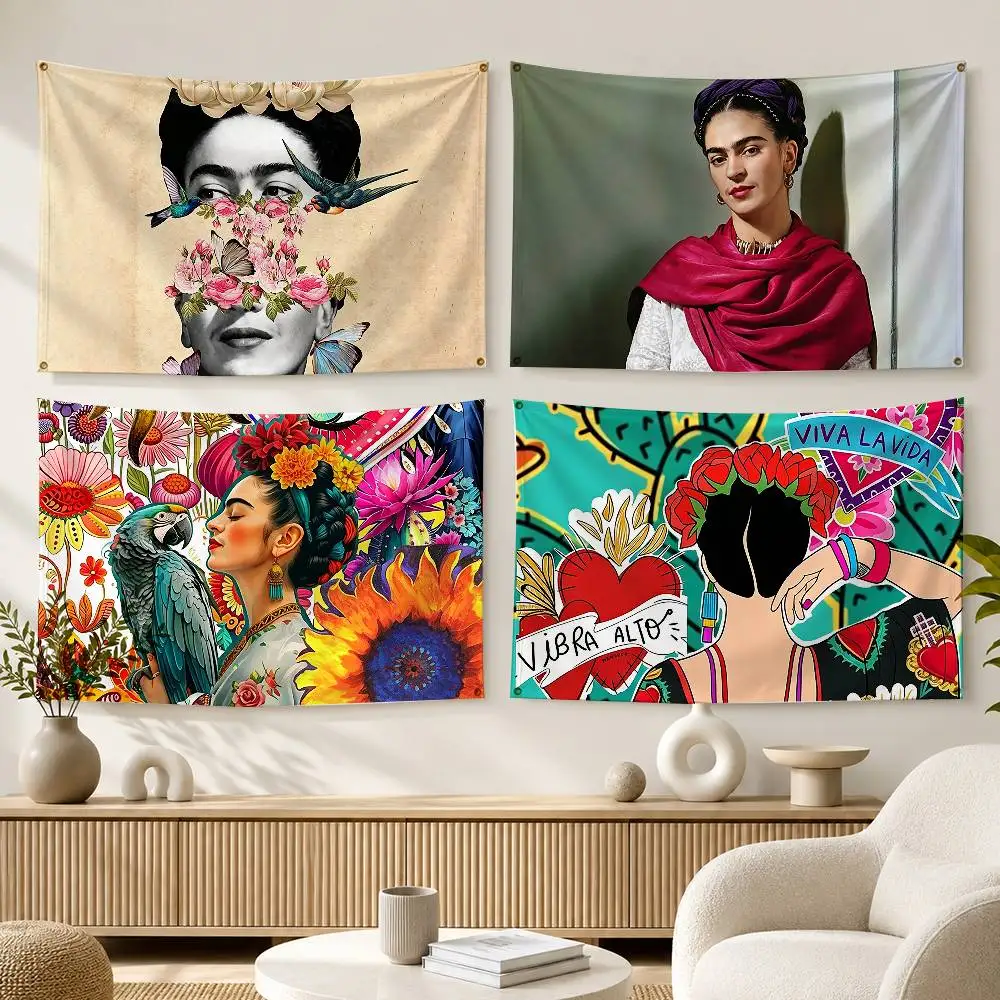 COOL Art F-Frida Kahlo  Flags Wall Hanging Background Art Banner for Bedroom Home Outdoor Decor