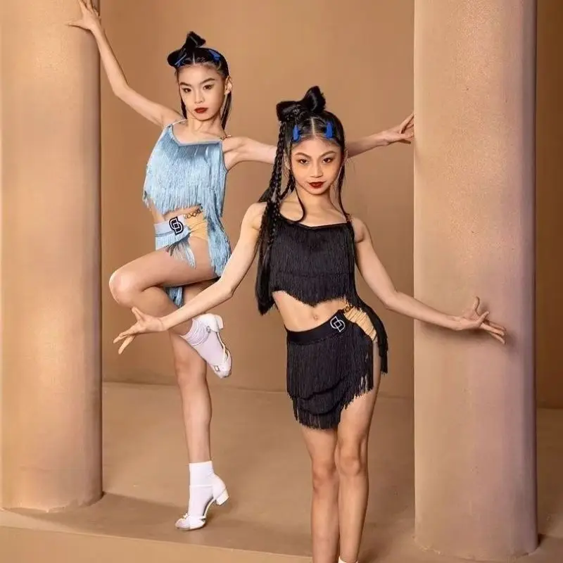 

Новинка 2026: Женская одежда для латиноамериканских танцев, платья для лин-данса, сценические костюмы, юбки с бахромой, танцевальная одежда с бахромой, танцевальные наряды с лямками.