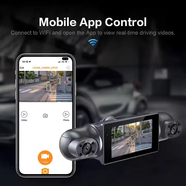 4 Channel 1080P FHD Dashcam Wide Angle 3.0" IPS Screen Built - in WiFi & External GPS Loop Recording Parking Car Monior