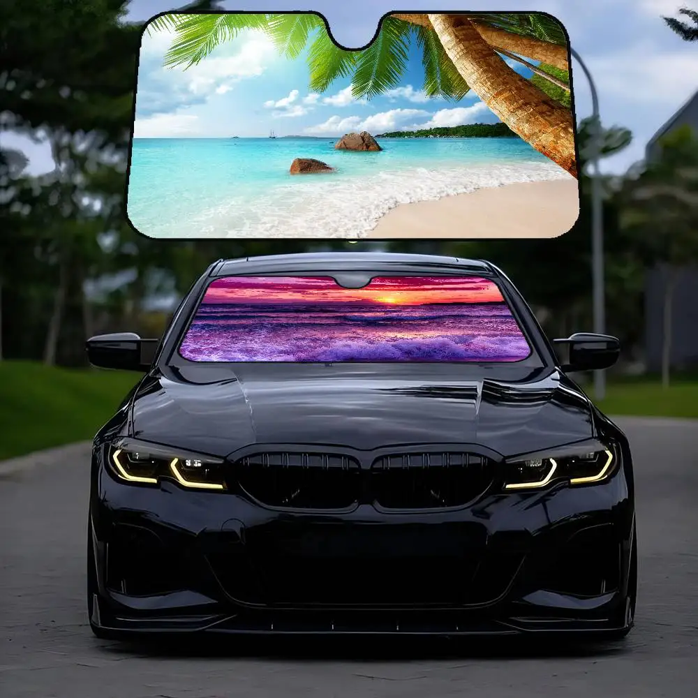 

Beach Wave Windshield Car Sunshade Funny Animal Windshield Sun Shade Window Cars Folding Rays Sun Visor Protector