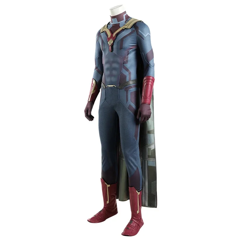 Super-herói visão victor sombra cosplay traje roupas de halloween digital impresso macacão látex chapelaria roupa completa gfg4585