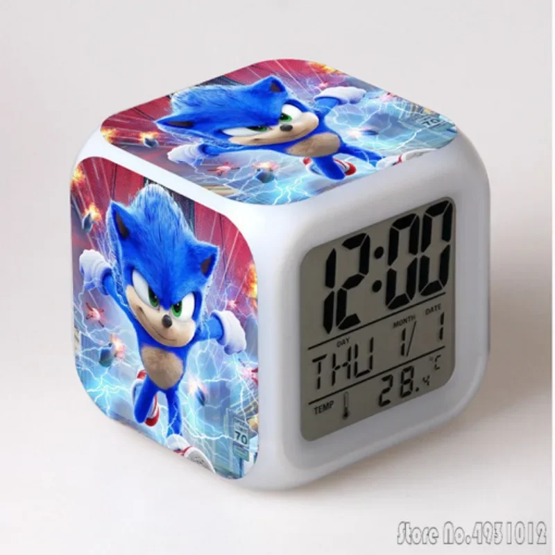 Admire Sonic The Hedgehog Sonic The Sonic Boy Alarm Clock Creative Student 8x8x8cm LED Cube with Light Display Time Week Month