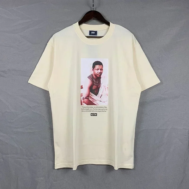 2025 كيث FW مانديلا إعلان الطباعة طبعة محدودة بسيطة تي شيرت الرجال النساء القطن الخالص 100% قصيرة الأكمام عادية تيز