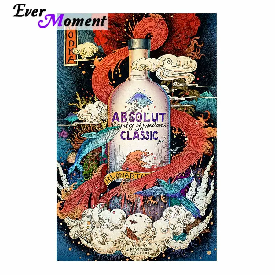 Ever Moment Diy Diamond Mosaic Wine Bottle Full Drill Embroidery Handicraft Embroidery Kits Embroidery Beading Rhinestone ASF838