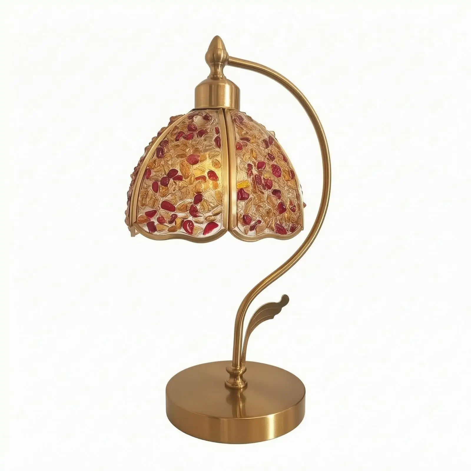 Decorative table lamp with petal-shaped lampshade, vintage style, stem