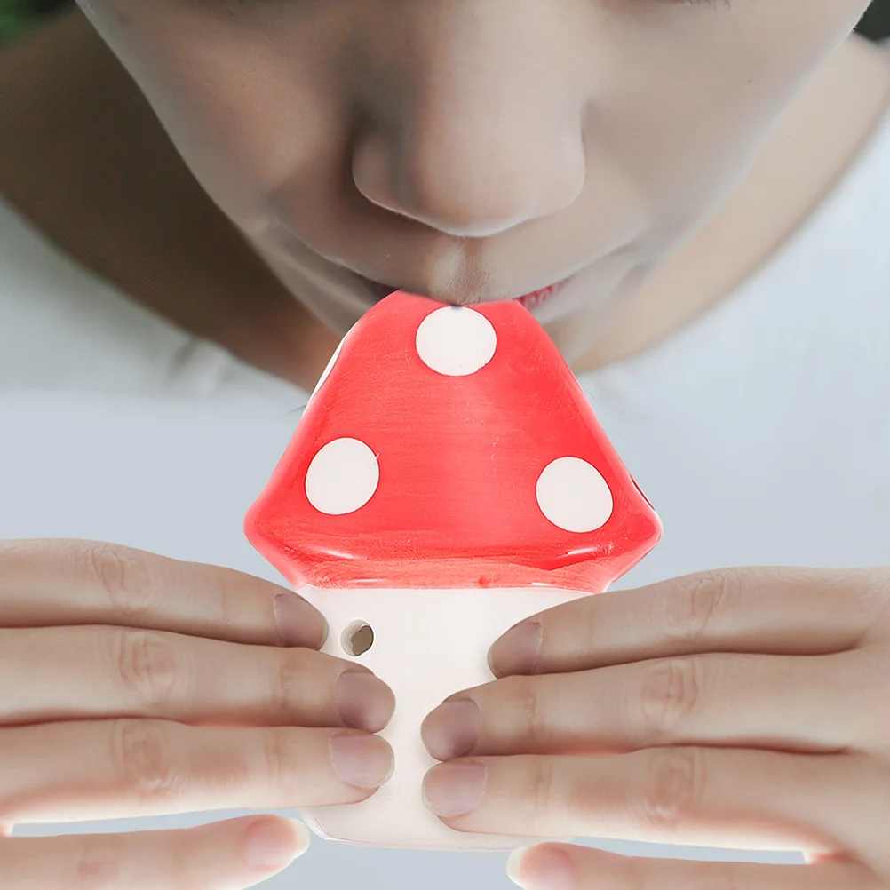 

2Pcs Small Ceramic Ocarina 6 Hole Mushroom Style Kids Music Instrument Portable Beginner Ocarina for Child Development Learning