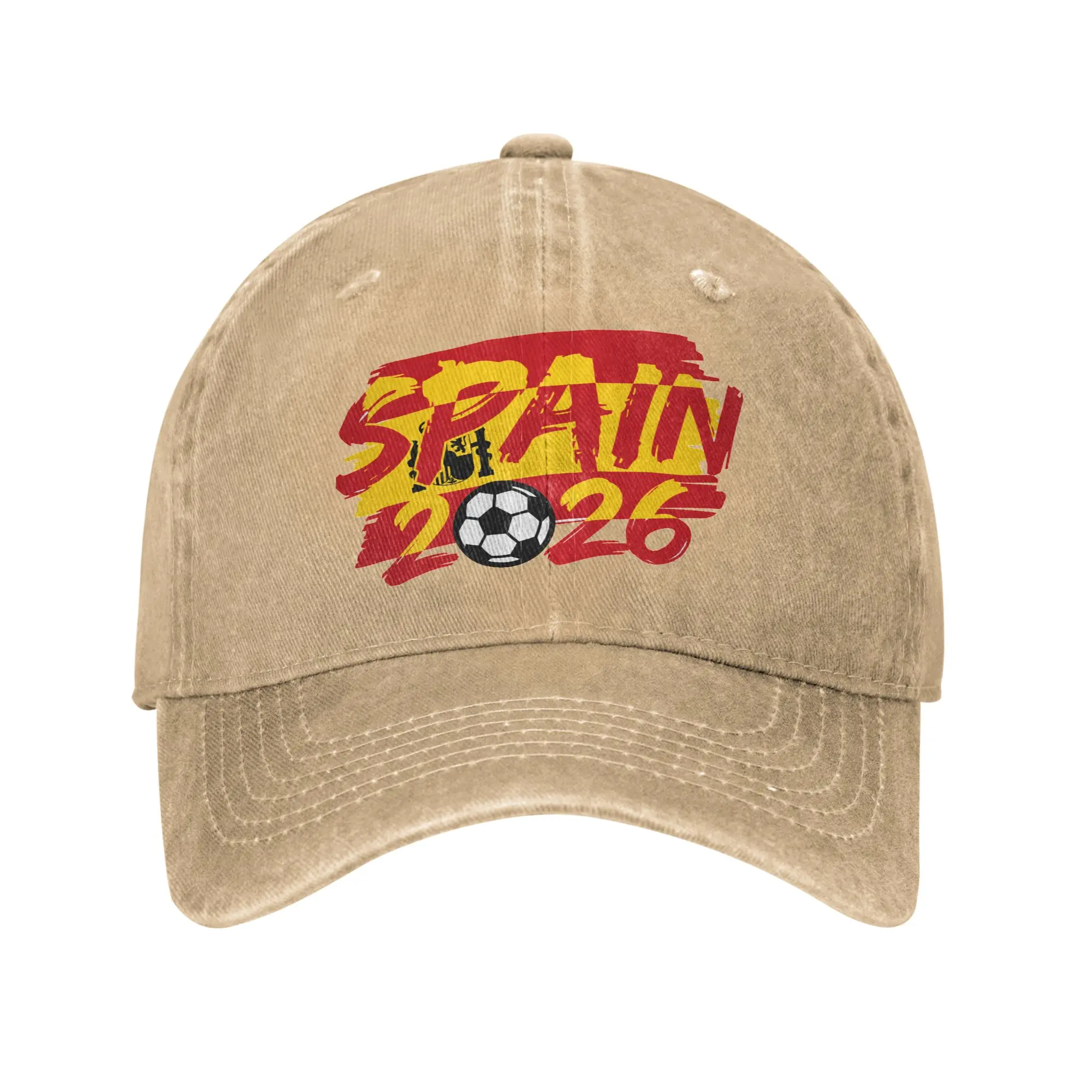 New Spain Soccer Fan 2026 Football Support Washed Cotton Baseball Cap Adjustable Unisex Casual Sports Hat