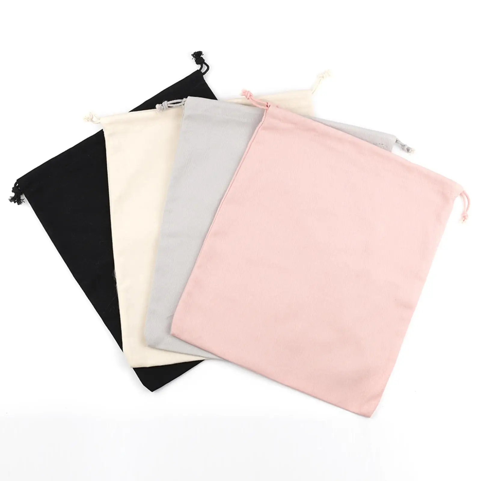 Reusable Canvas Drawstring Pouch for Shoes Clothes Packing Travel Laundry Storage Cotton Muslin Bag with Thick Double Cord
