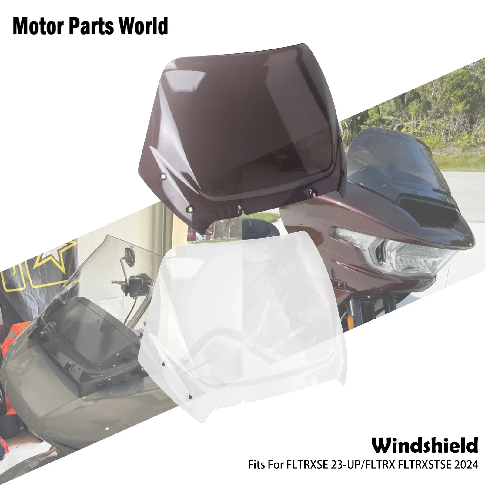 

Motorcycle 12" Front Glass Cover Wind Fairing Deflectors Windshield Upper For Harley Touring CVO FLTRXSE 2023 Road Glide 2024-UP