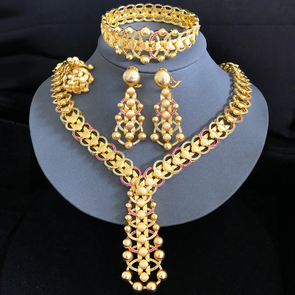 

Kellybola Luxury FLower Floral 4PCS Jewelry Sets For Women Wedding Cubic Zircon Crystal CZ Indian African Bridal Jewelry Sets