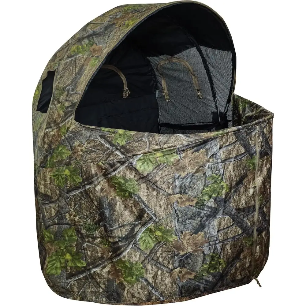 Cego de caça camuflada pop-up de cadeira dupla para caça de cervos e jogos com recurso transparente