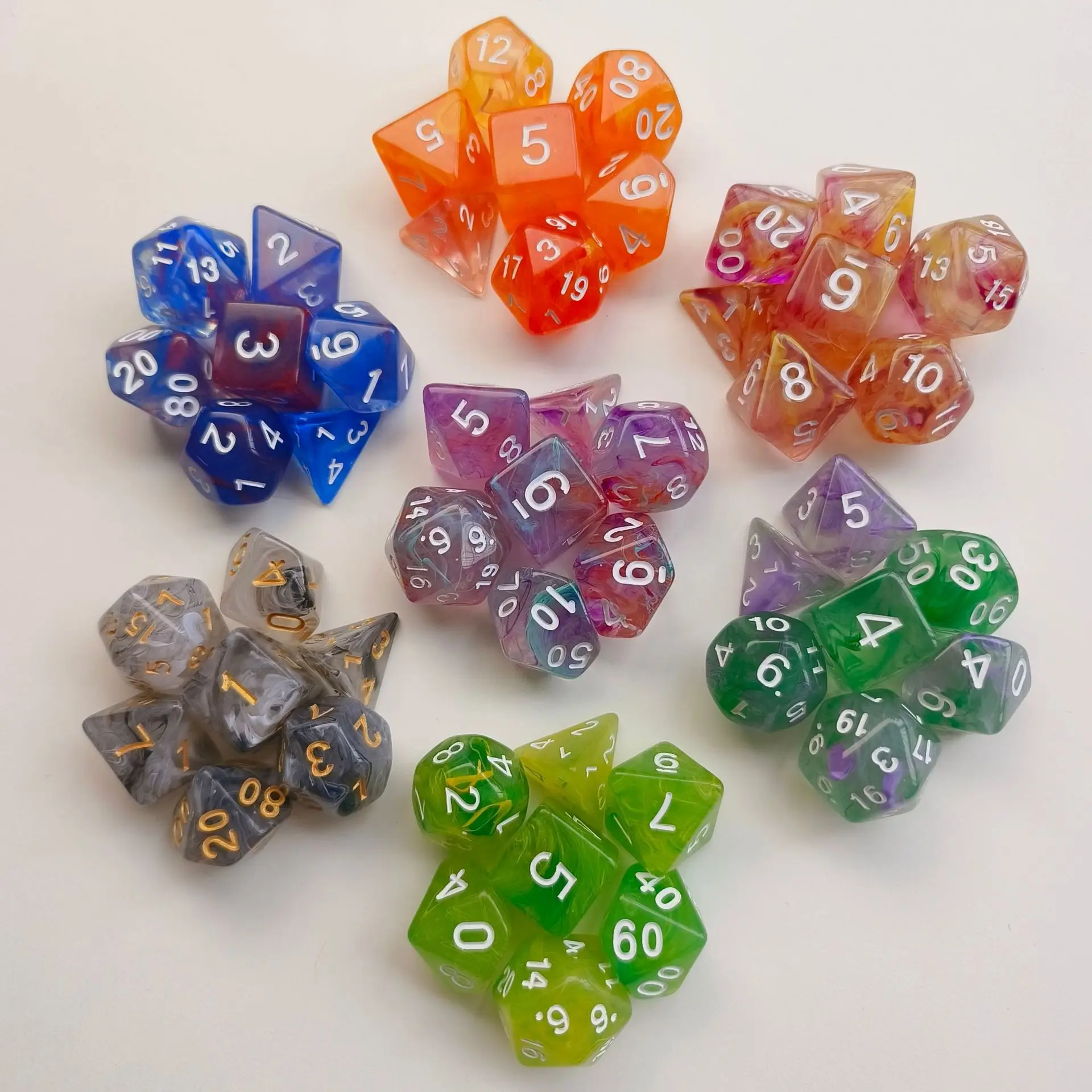 D & D مجلس لعبة النرد 7 قطعة/الوحدة خلط الألوان مجموعة نرد متعدد السطوح لحزب النادي DND RPG TRPG الترفيه الجدول لعبة الملحقات