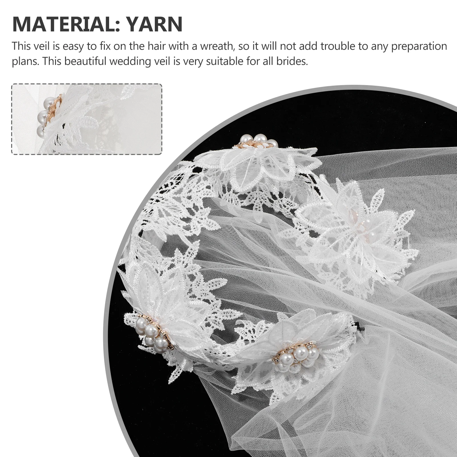 

Women Wedding Long Veil Headband Pearls Elegant Bridal Pearls Veil Tulle Hair Decoration Wedding Ceremony Stylish