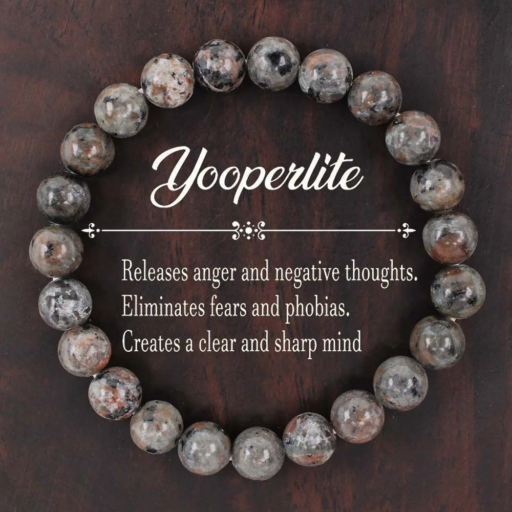 Natural Yooperlite Bracelet Flame With UV Light Reactive Meditation Adjustable Stretch Beads Bracelet Women Men Gifts