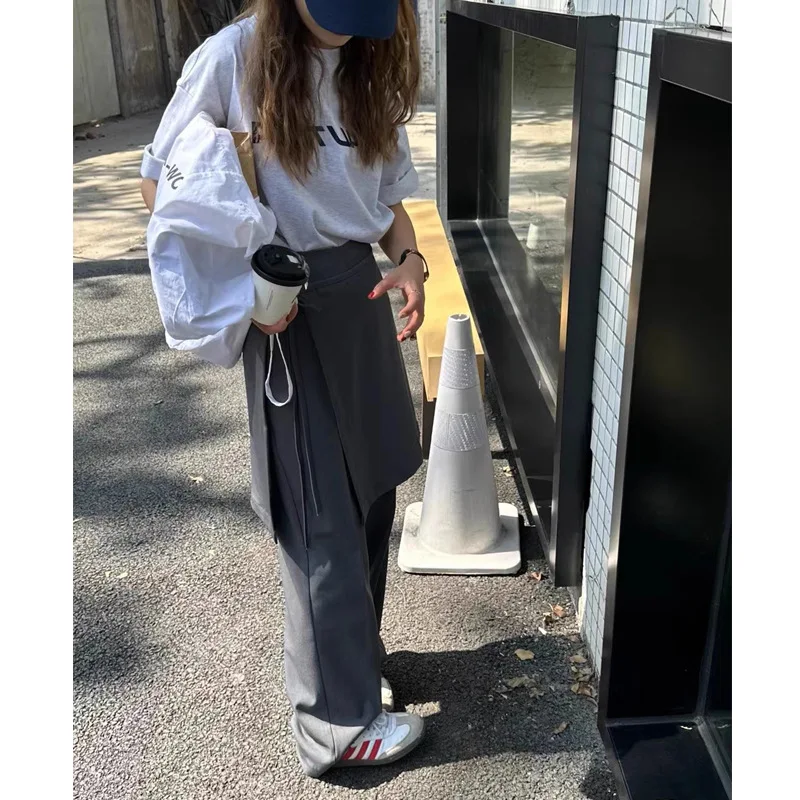 Western Style Fashion Suit Pants Women's Spring and Autumn New High Waist Special-Interest Design Figure Flattering Culotte Loos