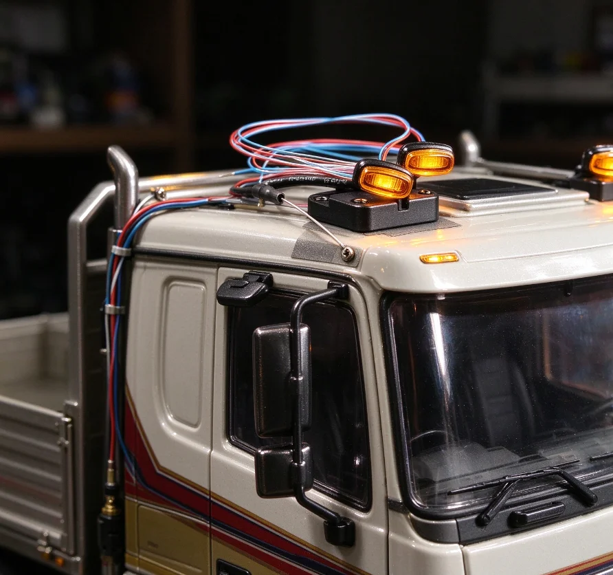 RC 1/14 1 Pair LED Outline Warning Light for Tamiya Hydraulic Excavator Loader Dump Truck for MAN VOLVO Trailer Tipper DIY Parts