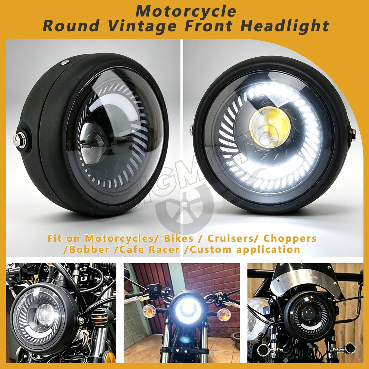 Universal 6.5 inch Front Headlight Led Motorcycle DRL Driving Lamp Part For Harley Sporter Softtail Choppers Custom Angel Eyes