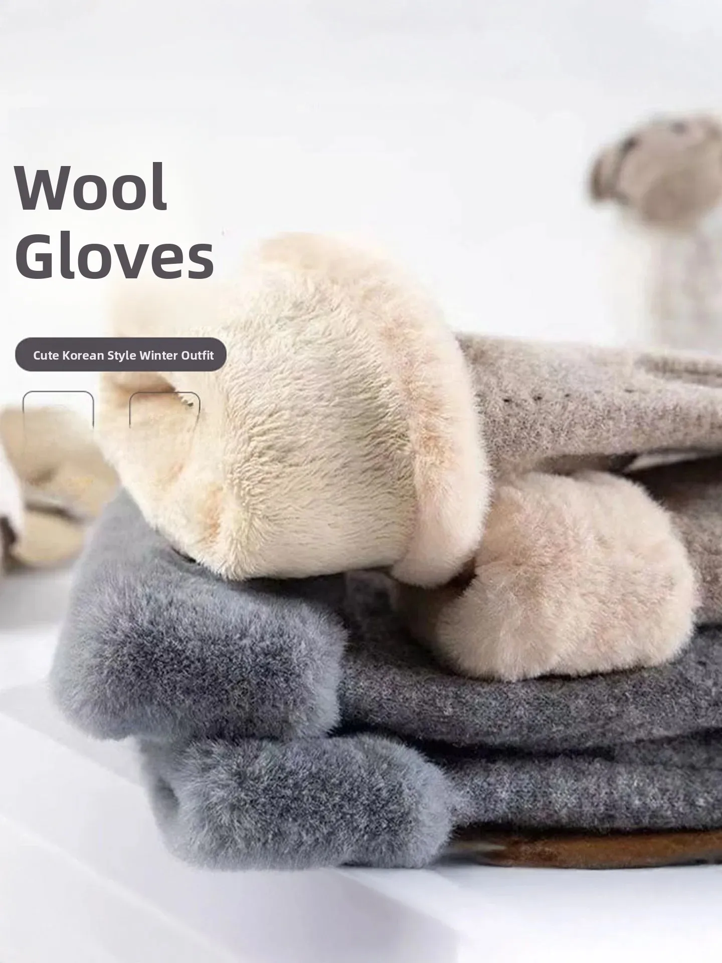 Women's Winter Woolen Gloves Thickened Suede Outdoor Cycling  Vehicle Touchscreen Compatible Windproof Warm Knitwear