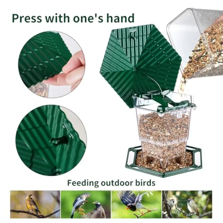 【Spot goods】2 Pack Bird Feeders for Outdoors Hanging Bird Feeder Wild Birds Seed Green BB view 4