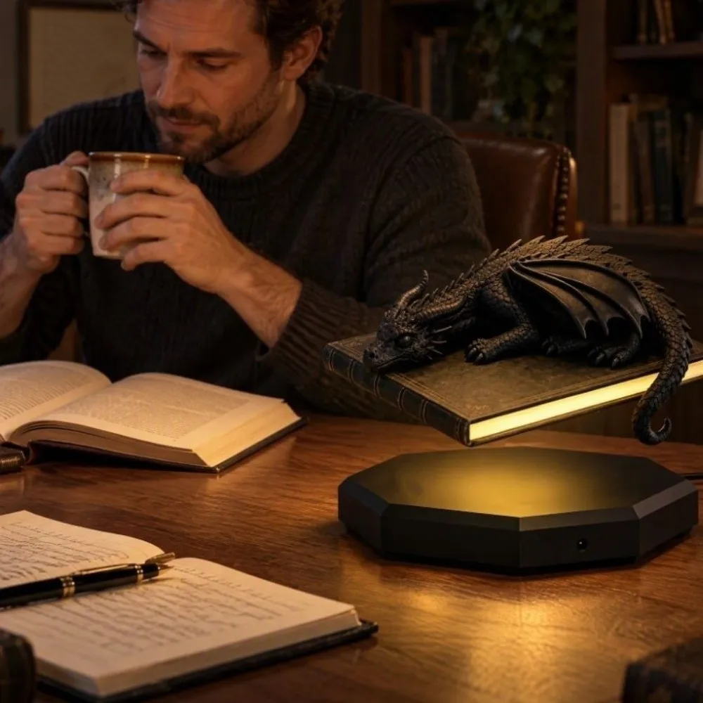 Vintage Bookshelf Lamp LED Floating Bookshelf Lantern USB Rechargeable Dragon Decor Library Lights Reading Nook