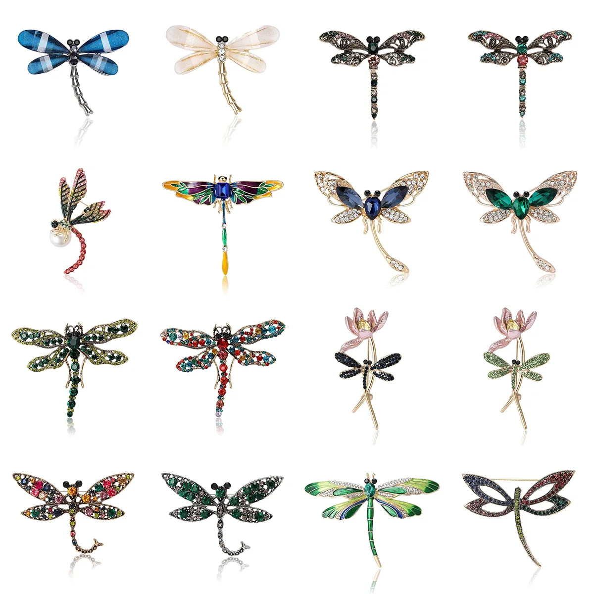 Enamel Gemstone Dragonfly Brooches For Women Unisex Insect Pins Multi-color Available Office Party Accessories Gifts