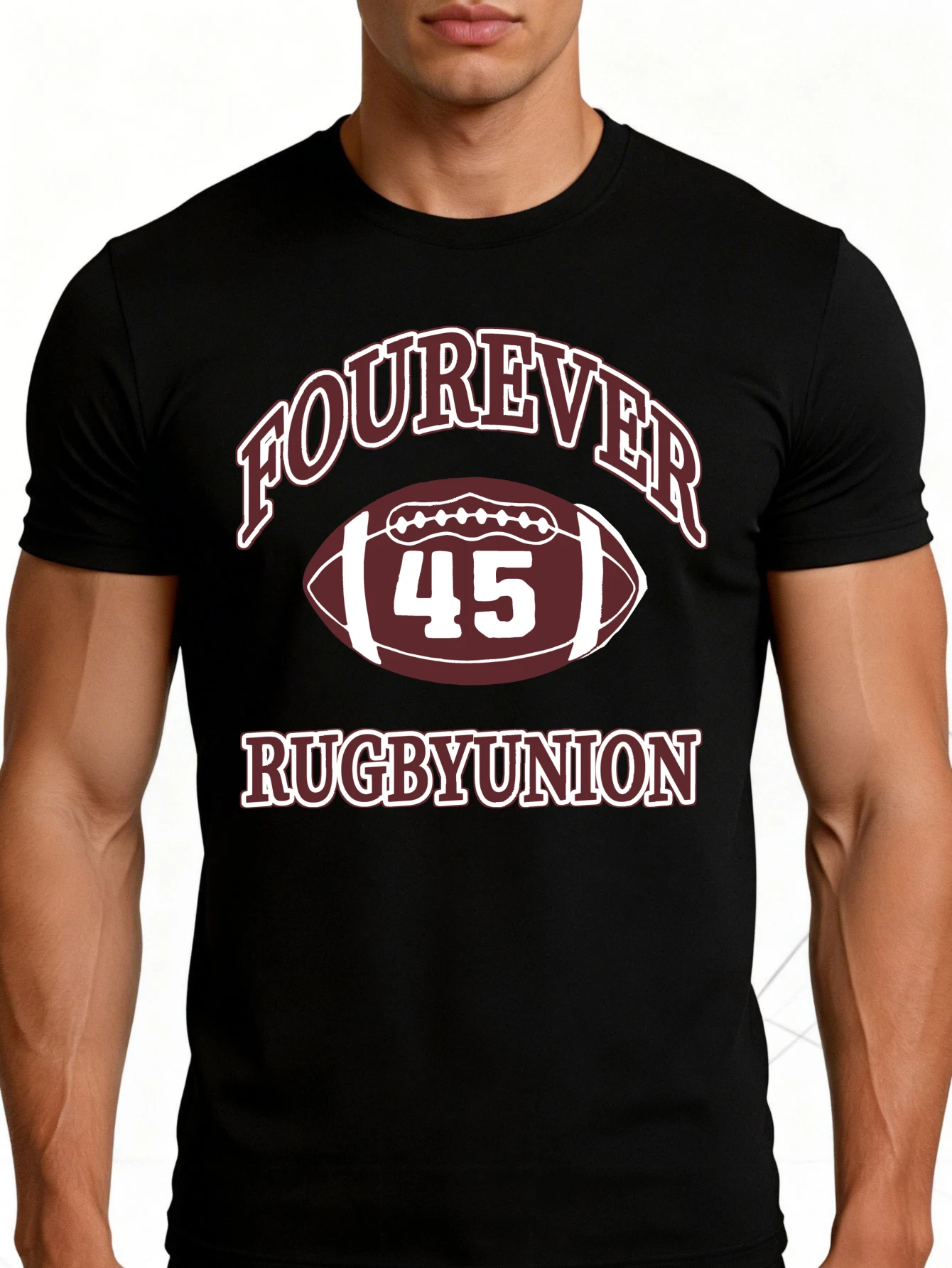 Men's Graphic T-Shirt - Breathable, Soft, Lightweight - Timeless Rugby 45 - Retro Fun Graphic Casual Short Sleeve Summer Top, Gift for Him