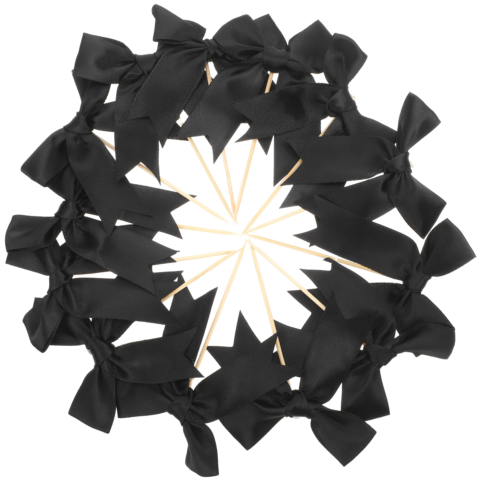 

20pcs Bow Cake Toppers Elegant Polyester Picks Vintage Birthday Birthday Cake Decorations Wedding Decorations