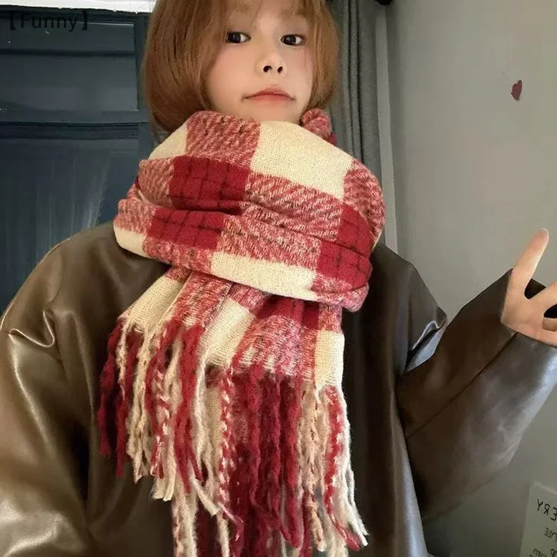 [مضحك] الشتاء سميكة الدافئة تنوعا وشاح المرأة شال ويلتف طويل شرابة Echarpe الدافئة تنوعا وشاح شال النساء