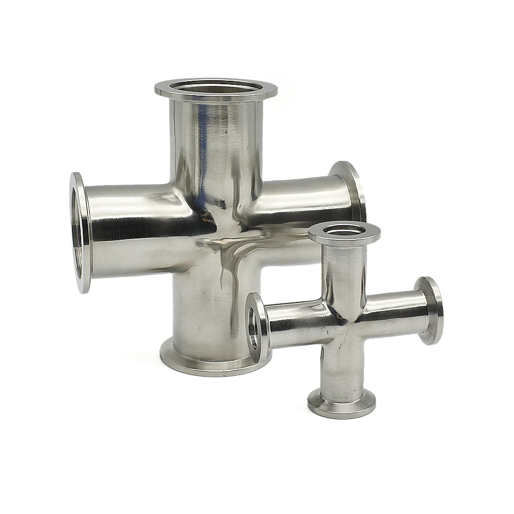 KF10 KF16 KF25 KF40 KF50 Vacuum Flange Fitting Four-way 304 Stainless Steel Sanitary Pipe Connector Beer Brewing Diary Product