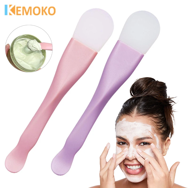 1 قطعة فرشاة قناع الوجه سيليكون رأس ناعم مع مكشطة فيلم الطين المتكامل الاستخدام المزدوج الطين لتقوم بها بنفسك فيلم ضبط أدوات العناية بالجمال