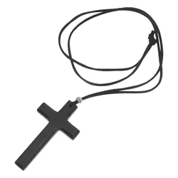 Cross Pendant Car Mirror Accessories for Hanging Cars Long Chain Ornaments Rear View Wooden Cross Ornament Hanging Pendant Decor
