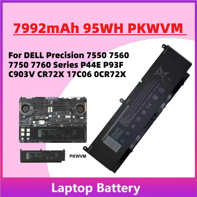 

Upgrade New 14.4V 95WH PKWVM L Aptop Battery for DELL Precision 7550 7560 7750 7760 Series P44E P93F C903V CR72X 17C06 0CR72X