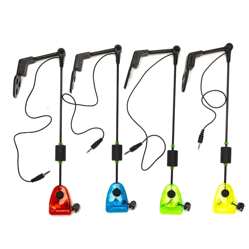 4Pcs Fishing Swingers Set Kit Fishing Bite Alarm Indicators In Zipped Case LED Illuminated Swinger Carp Fishing