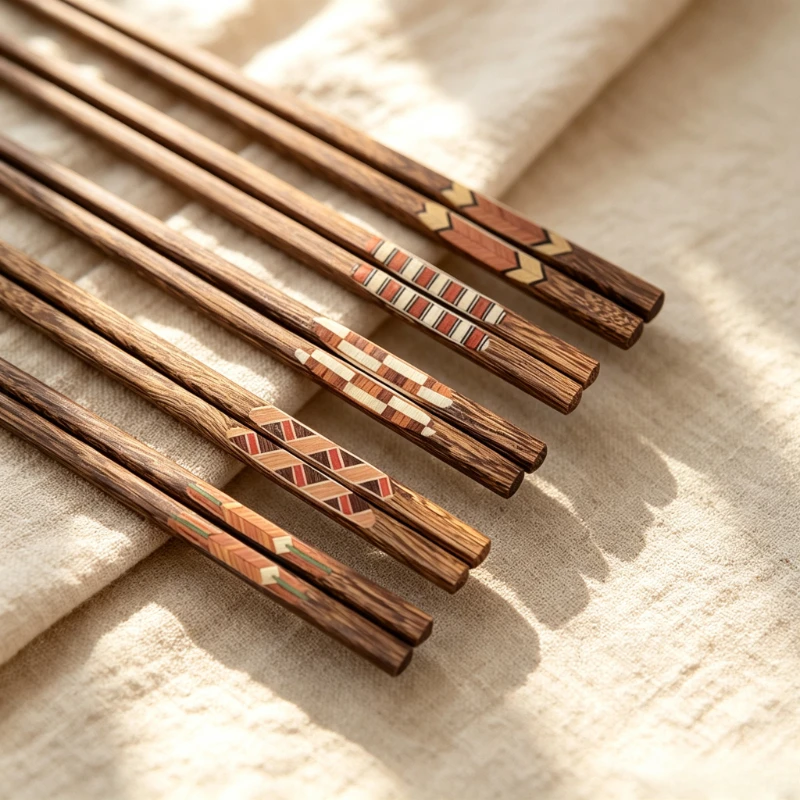 10 Pair Wood Spliced Chopsticks Spliced Wooden Chopsticks Non‑slip High‑temp Resistant Tableware for Home Restaurant Use