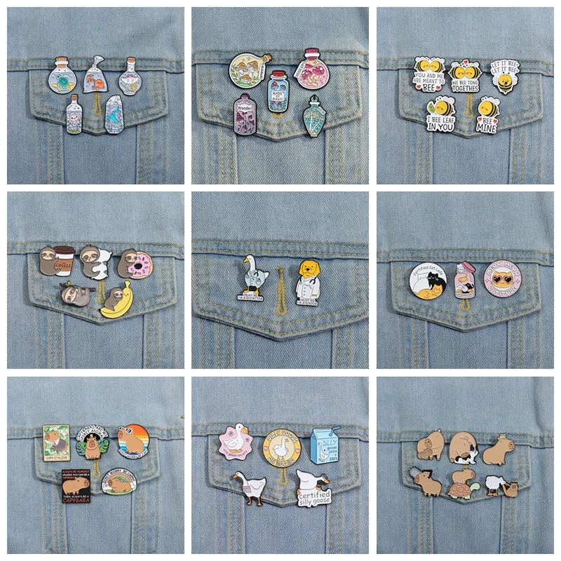 2-6Pcs/Set Trust Me I'M A Dostor Enamel Pins Cute Animals Duck Pufferfish Sloth Lapel Badge Party Jewelry For Friend Wholesale image 2