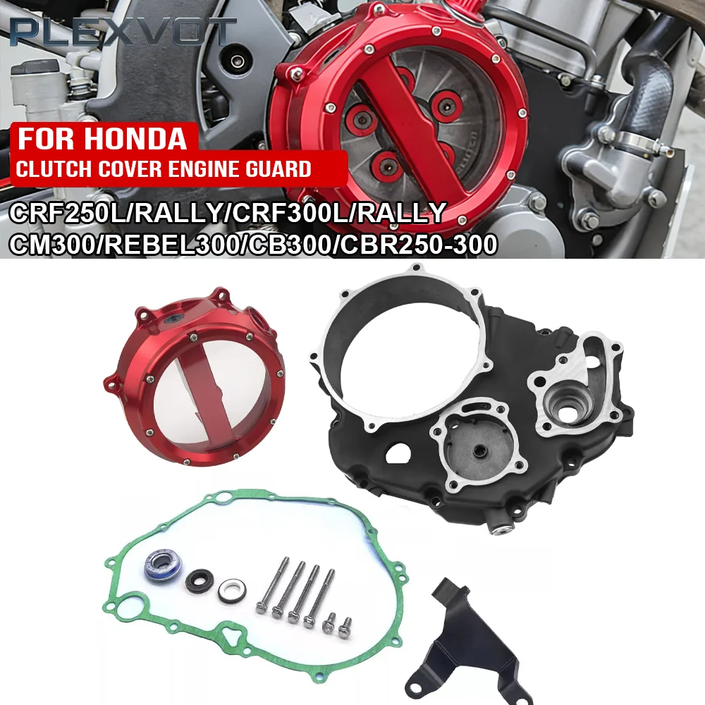 CRF250L CRF300L  Motorcycle Clear Clutch Cover Engine Guard Protector For Honda CRF 250L 300L RALLY CM300 REBEL 300 CBR250-300