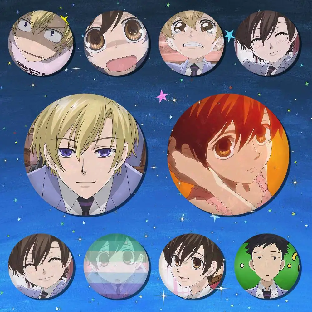 A-Ouran High School Host Club Tinplate Brooch Figure Icon Badge Handmade Brooches For Backpack Clothes Decoration