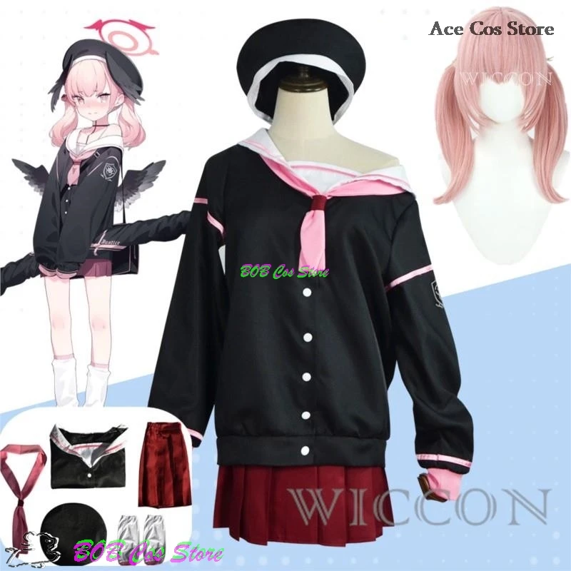 Game Shimoe Koharu Blue Archive Project MX Cosplay Costume Wig Anime Trinity General School Loli Sailor Uniform Halloween Suit